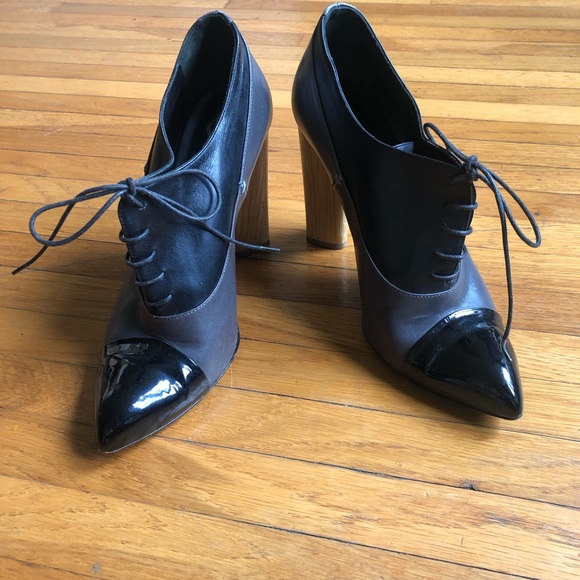 black lace up oxford heels